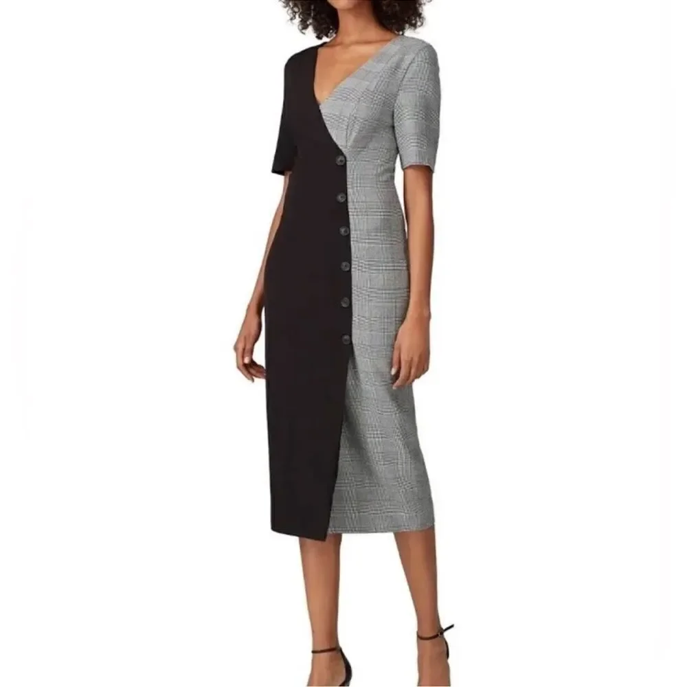 REVOLVE Fame And Partners Women's Everly Houndstooth Sheath Midi Dress - Size 4 - Picture 2 of 8